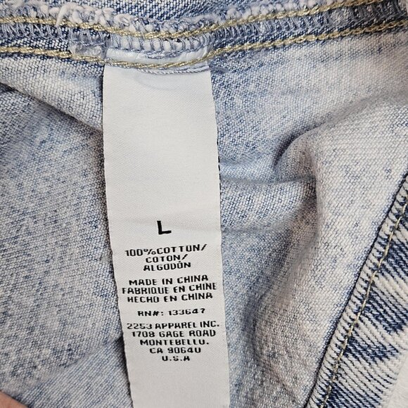 ReGeneration by Celebrity Pink Blue Denim Retro Casual Mini Overall Dress Large - Picture 3 of 11